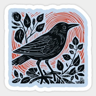 Lino Cut Bird Sticker